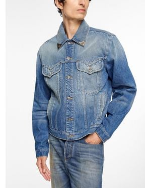 Versace Metal Tip Collar Jean Jacket - Blue