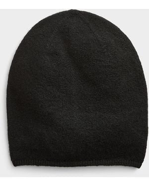 Simon's Fine Ribbed Trim Minimalist Tuque - Black