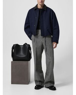 Acne Studios Textured Wool Checkered Pleated Pant - Blue
