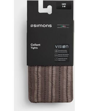Simon's Vertical Stripe Pantyhose Exclusive Collection From Italy - Black