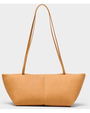 Maeden Boulevard Elongated Nubuck Leather Shoulder Bag - White