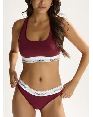 Calvin Klein Logo Band Stretch Bikini Panty Cotton And Modal - Red