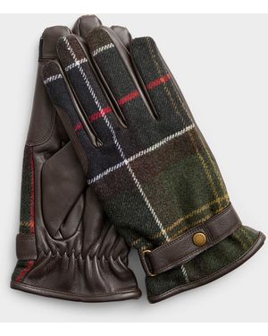 Barbour Newbrough Tartan Leather Gloves - Black