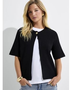 Vero Moda Dense Knit Single Golden Button Cardigan - Black