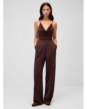 Twik Lace Draped Top Jumpsuit - Red