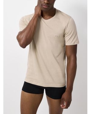 BOSS Contrast Embroidered Logo Undershirt - Natural