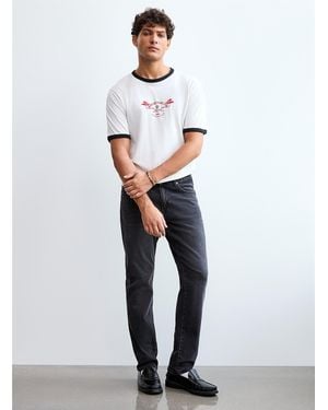 Only & Sons Faded Black Jean Straight Fit - White