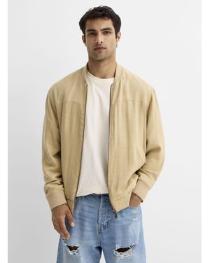 Only & Sons Touch Of Linen Bomber Jacket - Natural