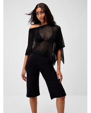 Twik Asymmetrical Slub Jersey Poncho - Black