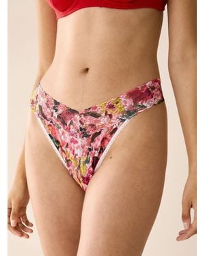 Hanky Panky Printed Stretch Lace Thong Nylon - Pink