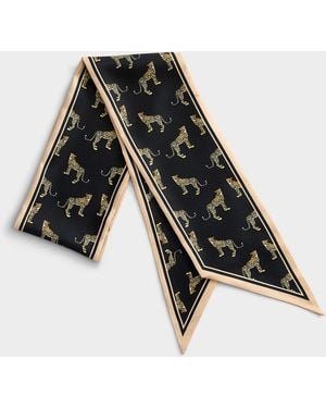 Le 31 Cheetah Tie Scarf - Black