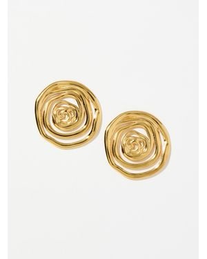 Simon's Large Hammered Spiral Earrings - Metallic