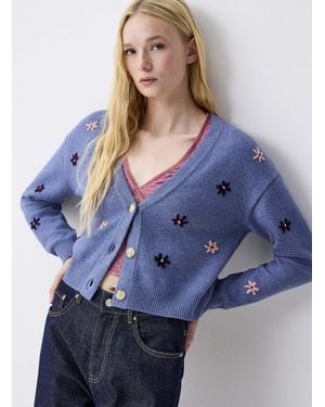 Twik Pastel Flowers Cardigan - Blue