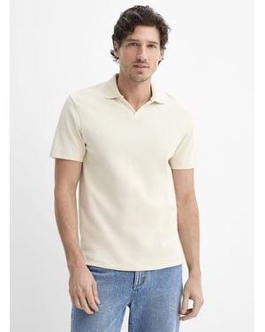 Le 31 Waffled Johnny Collar Polo - White