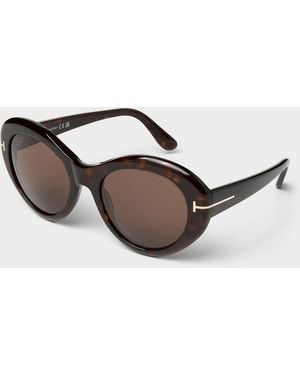 Tom Ford Elodie Oversized Round Sunglasses - Grey