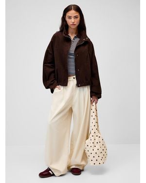 Twik Funnel Neck Washed Twill Jacket - Natural