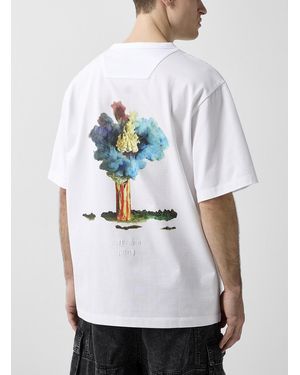 Tシャツ・カットソー [Juun.J]ASPEK Tattoo Graphic Semi-Oversized Fit Short Sleeve Juun.J Graphic Overfit T-Shirt - Beige | Garmentory
