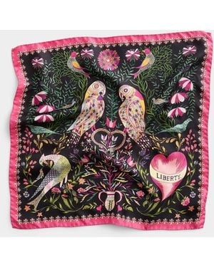 Liberty Stolen Heart Pure Silk Pink Scarf Made With Fabric - Multicolour