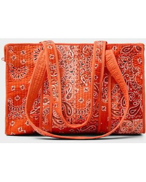 Simon's Paisley Patchwork Quilted Tote Bag - Red