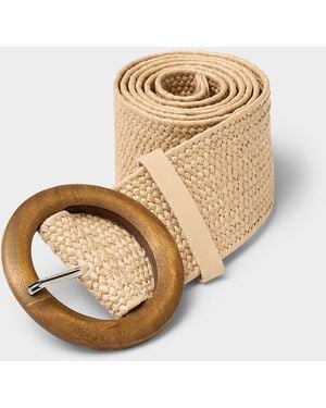 Simon's Wooden Buckle Braided Faux - Natural