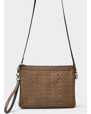 KJØRE PROJECT Braided Leather Bistre Shoulder Bag - Brown