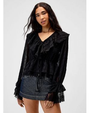 Twik Ruffled Lace Blouse - Black