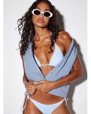 Simon's Halter String Triangle Bra - Blue