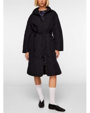 Marimekko Kolppi Piirto Unikko Belted Quilted Parka - Black