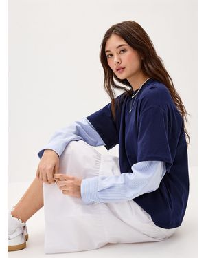 Things Between Layered Shirt Effect T - Blue