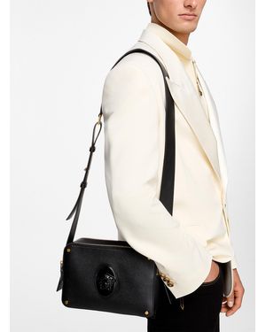 Versace Lou Grained Leather Camera Bag - Natural