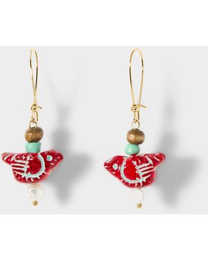 Simon's Artistic Bird Earrings - White