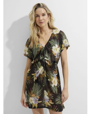 EVERYDAY SUNDAY Tropical Foliage Mesh Tunic - Multicolor