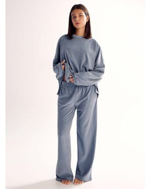 Things Between Blue And Brown Striped Polar Fleece Pyjama Pant