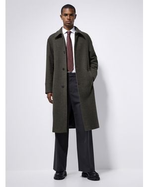 Le 31 Dark Prince Of Wales Overcoat Exclusive Collection From Italy - Black