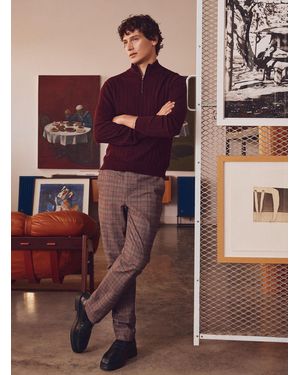 Le 31 Checked Brushed Pant Stockholm Fit - Red