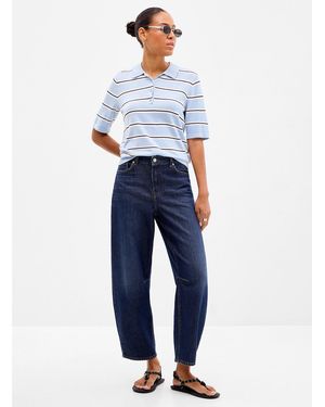 Contemporaine Pale Indigo Stretch Jean Fit: Barrel Leg, High Rise - Blue