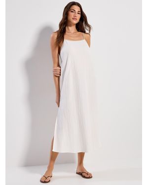 Simon's Crinkled Maxi Dress - White