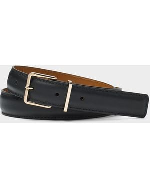 Maison Boinet Square Buckle Minimalist Leather Belt - Black