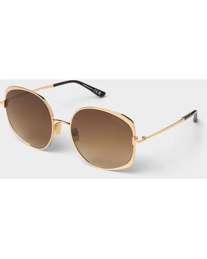 Tom Ford Abbey Oversized Round Sunglasses - White