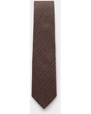Le 31 Jacquard Textured Stripe Tie Exclusive Collection From Italy - Brown