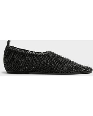 TOTEME Braided Leather Ballet Flats - Black