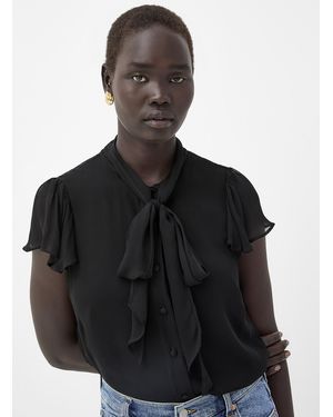 Contemporaine Ruffled Sleeves Chiffon Blouse - Black