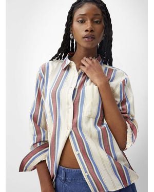 Ichi Patch Pocket Striped Shirt - White