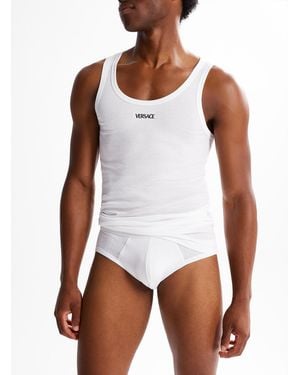 Versace Signature Ribbed Tank Top - White
