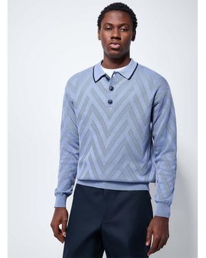 Scotch & Soda Pointelle Herringbone Polo - Blue