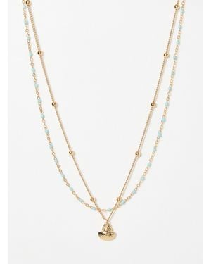 Simon's Bead And Seashell Chains Set Of 2 - White