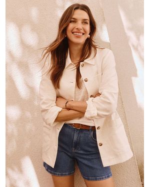 Contemporaine Touch Of Organic Linen Utility Overshirt - White