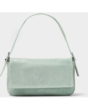 Simon's Rectangular Suede Baguette Bag Exclusive Collection From Italy - Green