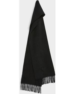Ami Paris De Coeur Pure Wool Scarf - White