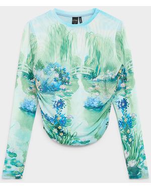 Icône Cropped Gathered Micromesh T - Blue